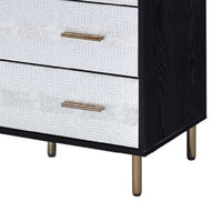 Emily 37 Inch Wood Tall Dresser Chest, 4 Drawers, Gold Handles, Black - BM279009