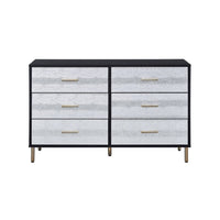 Emily 47 Inch Wood Side Dresser with 6 Drawers, Metal Bar Handles, Black - BM279011