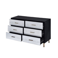 Emily 47 Inch Wood Side Dresser with 6 Drawers, Metal Bar Handles, Black - BM279011