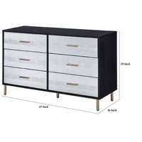 Emily 47 Inch Wood Side Dresser with 6 Drawers, Metal Bar Handles, Black - BM279011