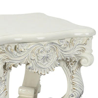Ataa 28 Inch Square End Table, Ornate Floral Carvings, Claw Feet, White - BM279046
