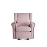 35 Inch Accent Swivel Chair, Glider, Nailhead Trim, Light Pink - BM279087