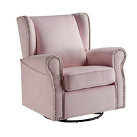 35 Inch Accent Swivel Chair, Glider, Nailhead Trim, Light Pink - BM279087