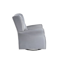 35 Inch Accent Swivel Chair, Glider, Tufted Back, Gray - BM279090