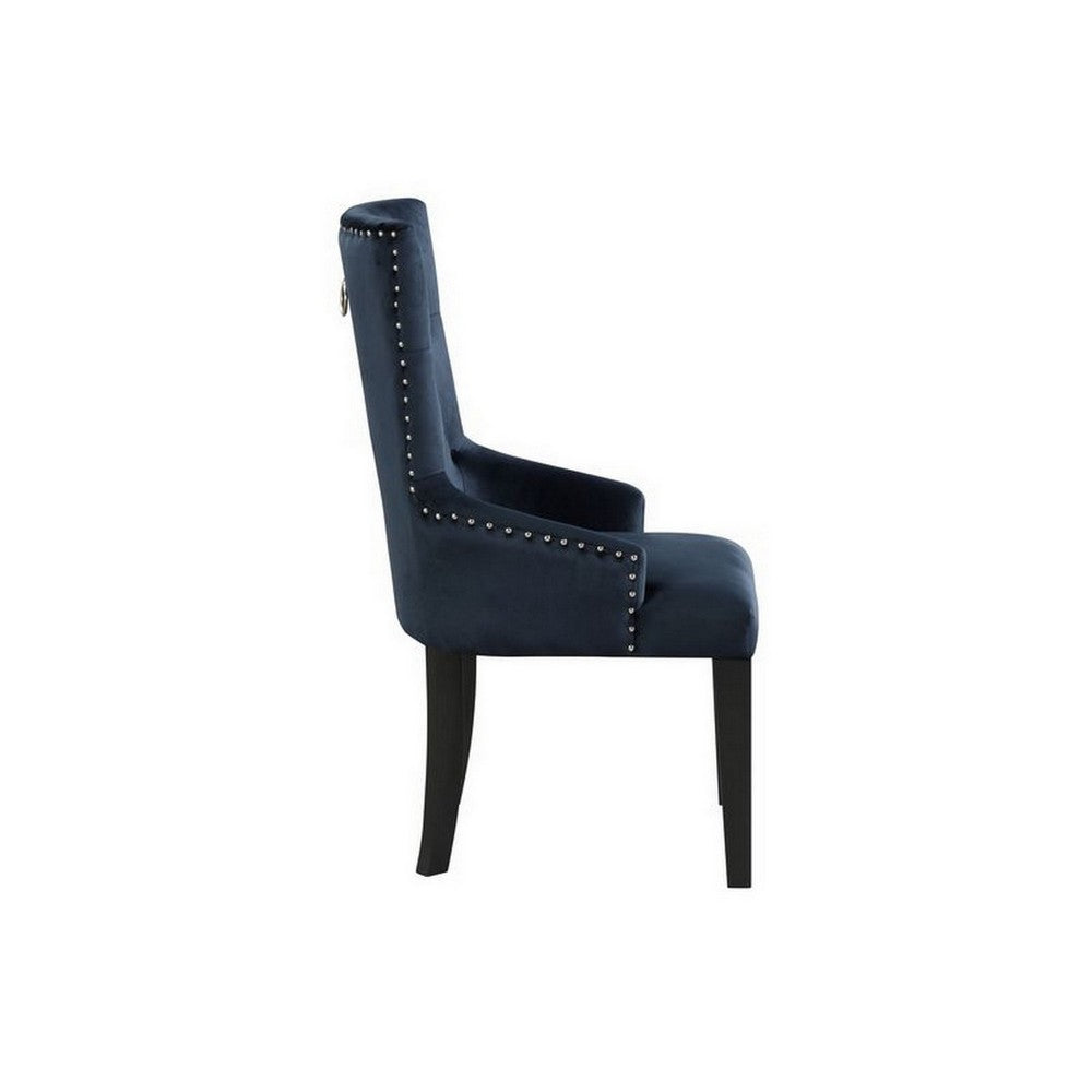 Luna 41 Inch Modern Accent Chair, Tight Back, Button Tufted, Velvet, Blue - BM279097