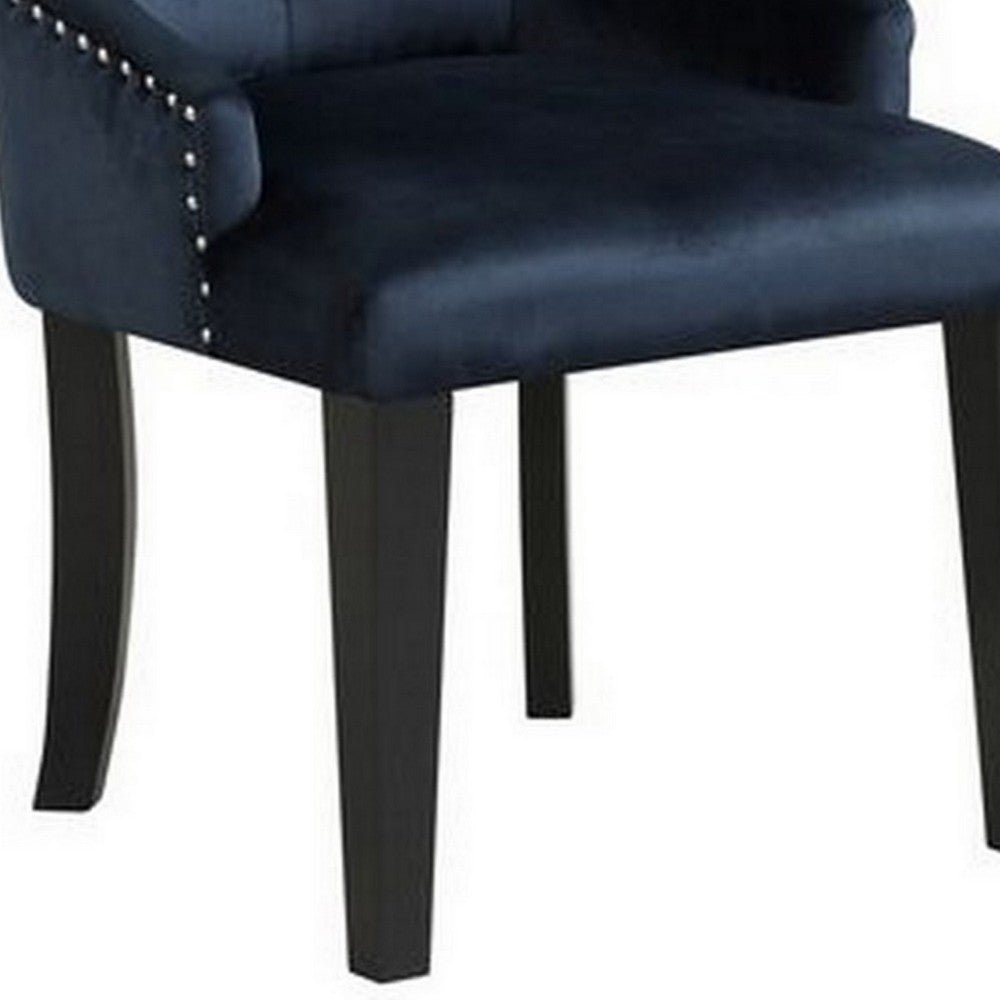 Luna 41 Inch Modern Accent Chair, Tight Back, Button Tufted, Velvet, Blue - BM279097