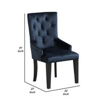 Luna 41 Inch Modern Accent Chair, Tight Back, Button Tufted, Velvet, Blue - BM279097