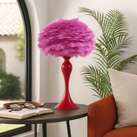 Lily 24 Inch Metal Glam Feather Table Lamp, Candlestick, 40W, Pink, Red - BM279099