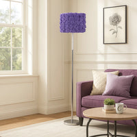 Finn 63 Inch Glamorous Floor Lamp, Rose Accent Shade, 100W, Purple, Silver - BM279107