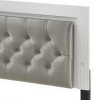 Elegant Queen Size Bed, LED Trim, Button Tufted Headboard, White - BM279141