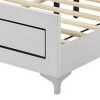 Elegant Queen Size Bed, LED Trim, Button Tufted Headboard, White - BM279141