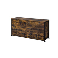 Nat 59 Inch Rustic Wood Dresser, 6 Drawers, Brown and Black - BM279152