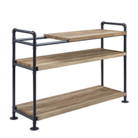 Ley 48 Inch 3 Tier Industrial Style Bookshelf, Metal, Brown, Black - BM279167