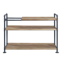 Ley 48 Inch 3 Tier Industrial Style Bookshelf, Metal, Brown, Black - BM279167
