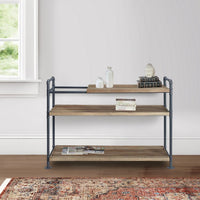 Ley 48 Inch 3 Tier Industrial Style Bookshelf, Metal, Brown, Black - BM279167