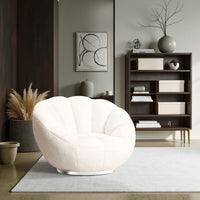 Cid 24 Inch Accent Chair, Tufted Back, Low Shell Design, Fabric, White - BM279362