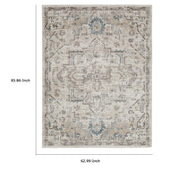 Tyra 5 x 7 Medium Soft Polyester Fabric Floor Area Rug, Washable, Medallion Pattern, Multicolor - BM279715