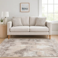 Wyn 7 x 5 Medium Soft Fabric Floor Area Rug, Abstract Pattern, Gray, Beige - BM279717