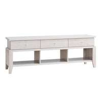 60 Inch Modern TV Media Entertainment Console, 3 Drawers, Wood, White, Oak - BM279749