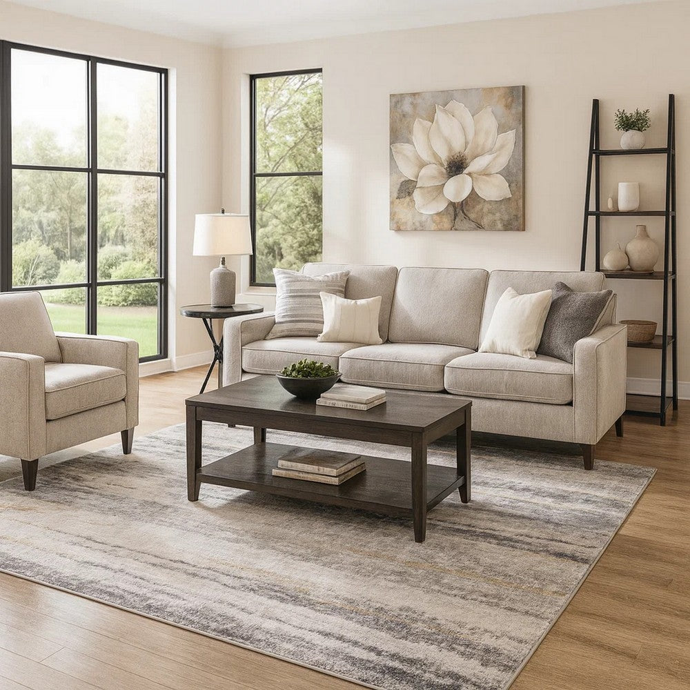 Oxy 8 x 10 Modern Area Rug, Clean Abstract Design, Soft Fabric, Gray, Gold - BM280206