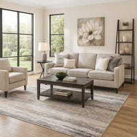 Oxy 8 x 10 Modern Area Rug, Clean Abstract Design, Soft Fabric, Gray, Gold - BM280206