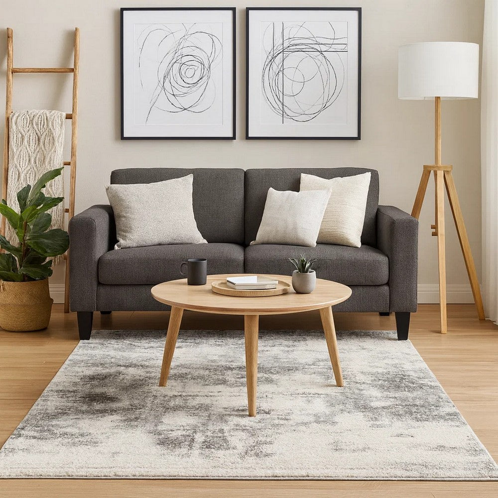 Pax 5 x 7 Modern Area Rug, Smoky Paint Design, Fabric, Medium, Cream, Gray - BM280243