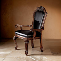 Loki 28 Inch Dining Armchair, Nailhead Trim, Faux Leather, Set of 2, Brown - BM280262