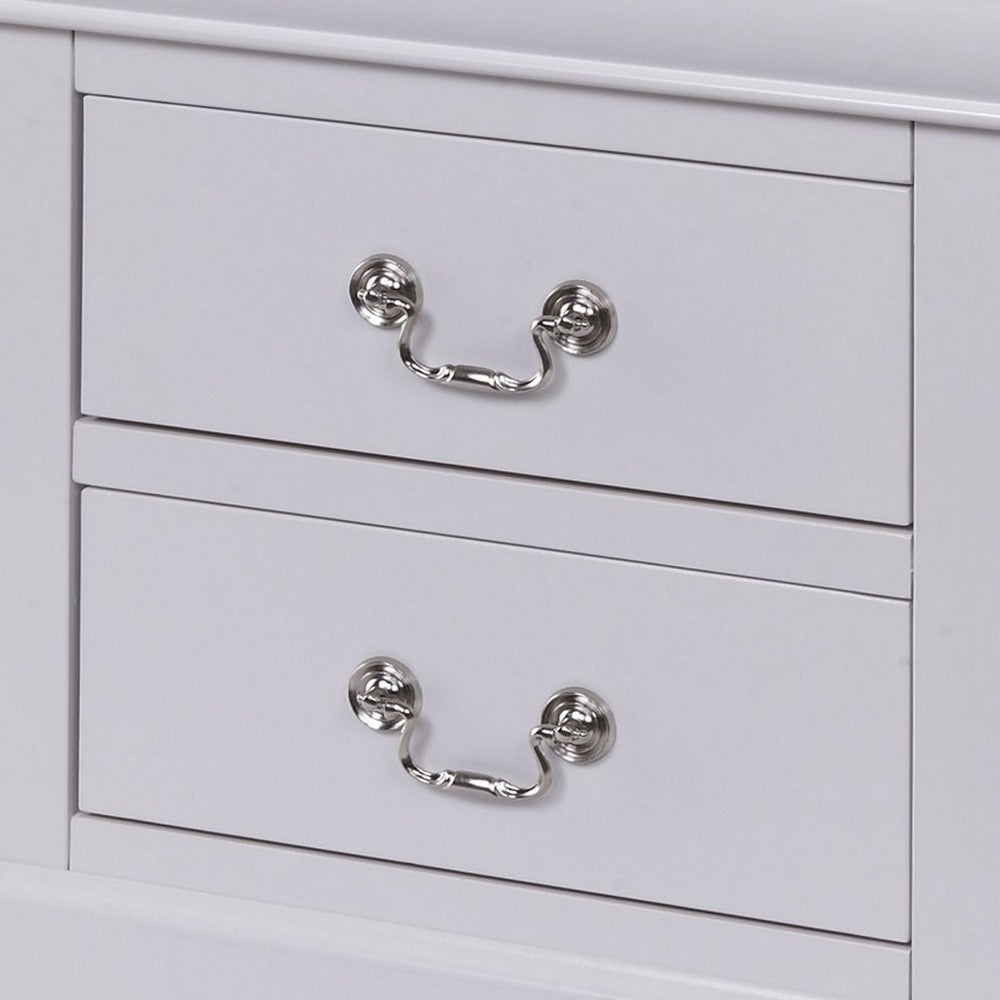 24 Inch Modern Classic Nightstand, 2 Drawers, Drop Handles, Wood, White - BM280265