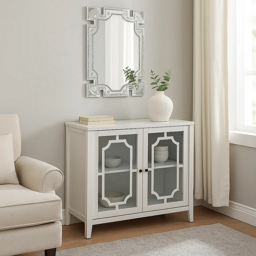 Pali 47 Inch Wall Mirror, Beveled Edge, Art Deco, Faux Crystals, Silver - BM280268