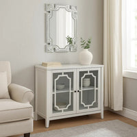 Pali 47 Inch Wall Mirror, Beveled Edge, Art Deco, Faux Crystals, Silver - BM280268