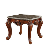 30 Inch Classic Square Marble Top End Table, Cabriole Legs, Gray, Brown - BM280273
