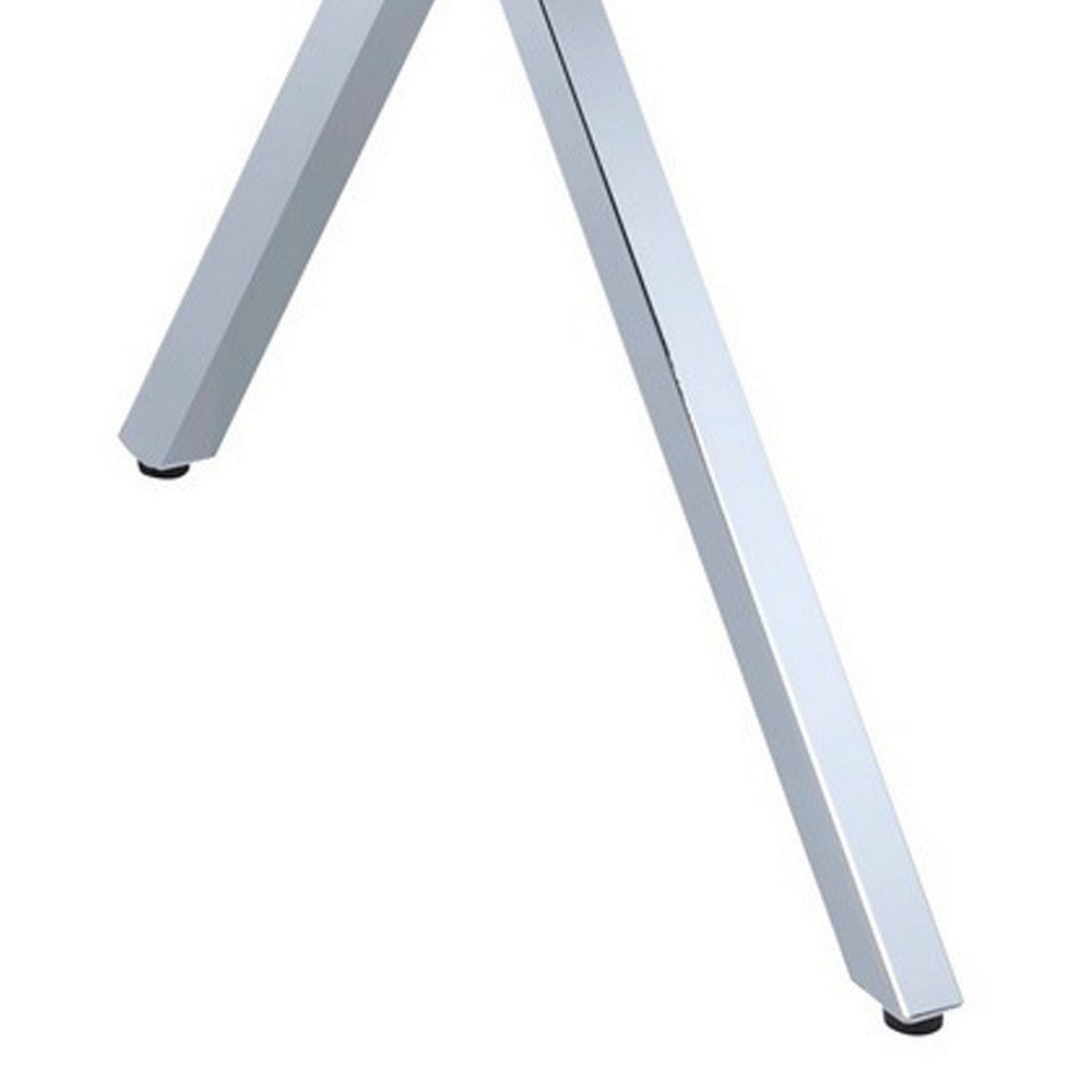 36 Inch Modern Office Desk, 2 Drawers, X Shape Frame, Wood, Oak, Chrome - BM280281