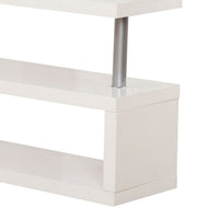 55 Inch Modern Office Desk, Swivel Shelves, Sleek Glass Top, Glossy White - BM280282