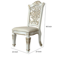 Jess 27 Inch Dining Chair, Nailhead Trim, Set of 2, Faux Leather, White - BM280293