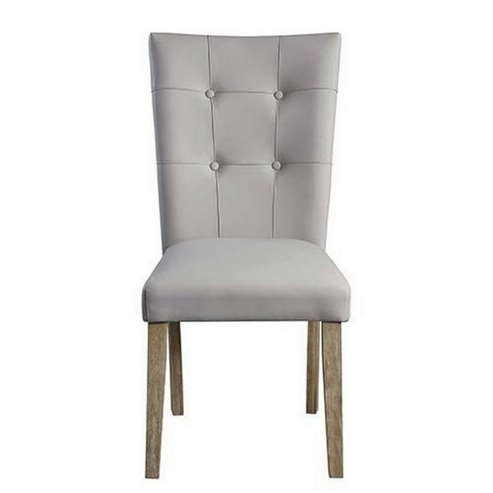 26 Inch Vegan Leather Side Chair, Parson, Tufted, Set of 2, Dove Gray - BM280300