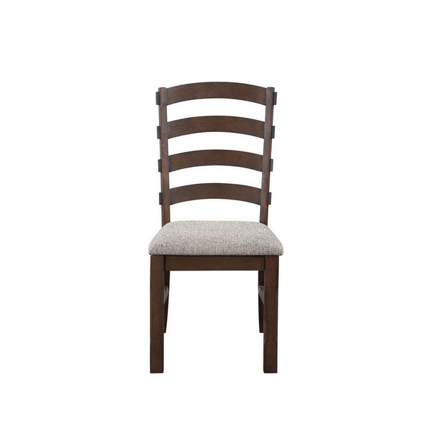 19 Inch Solid Wood Dining Chair, Curved Ladderback, Set of 2, Brown - BM280301