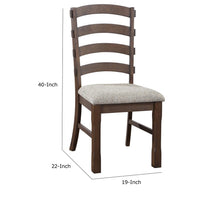 19 Inch Solid Wood Dining Chair, Curved Ladderback, Set of 2, Brown - BM280301