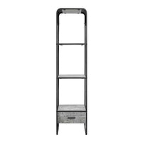 66 Inch Side Pier, Vertical Media Bookcase, 3 Shelves, Metal Frame, Gray - BM280302