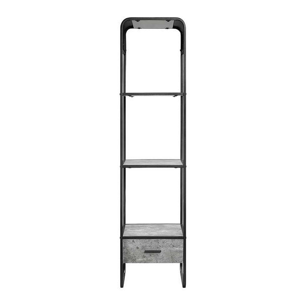 66 Inch Side Pier, Vertical Media Bookcase, 3 Shelves, Metal Frame, Gray - BM280302