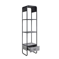 66 Inch Side Pier, Vertical Media Bookcase, 3 Shelves, Metal Frame, Gray - BM280302