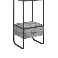 66 Inch Side Pier, Vertical Media Bookcase, 3 Shelves, Metal Frame, Gray - BM280302