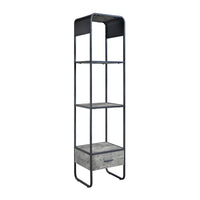 66 Inch Side Pier, Vertical Media Bookcase, 3 Shelves, Metal Frame, Gray - BM280302