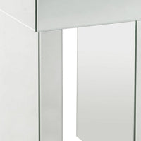 Noe 24 Inch Square End Accent Table, Mirrored, Faux Diamond Inlay, Silver - BM280308