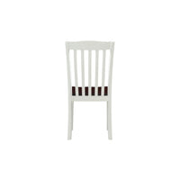 22 Inch Solid Wood Side Chair, Classic, Slatted, Set of 2, White, Brown - BM280320