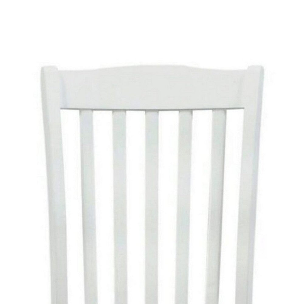 22 Inch Solid Wood Side Chair, Classic, Slatted, Set of 2, White, Brown - BM280320