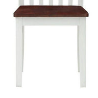 22 Inch Solid Wood Side Chair, Classic, Slatted, Set of 2, White, Brown - BM280320
