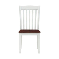 22 Inch Solid Wood Side Chair, Classic, Slatted, Set of 2, White, Brown - BM280320