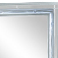 Gina 49 Inch Modern Mirror, Wood Frame, Built In Blue LED, Metallic Silver  - BM280370