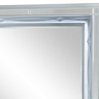 Gina 49 Inch Modern Mirror, Wood Frame, Built In Blue LED, Metallic Silver  - BM280370