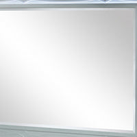 Gina 49 Inch Modern Mirror, Wood Frame, Built In Blue LED, Metallic Silver  - BM280370